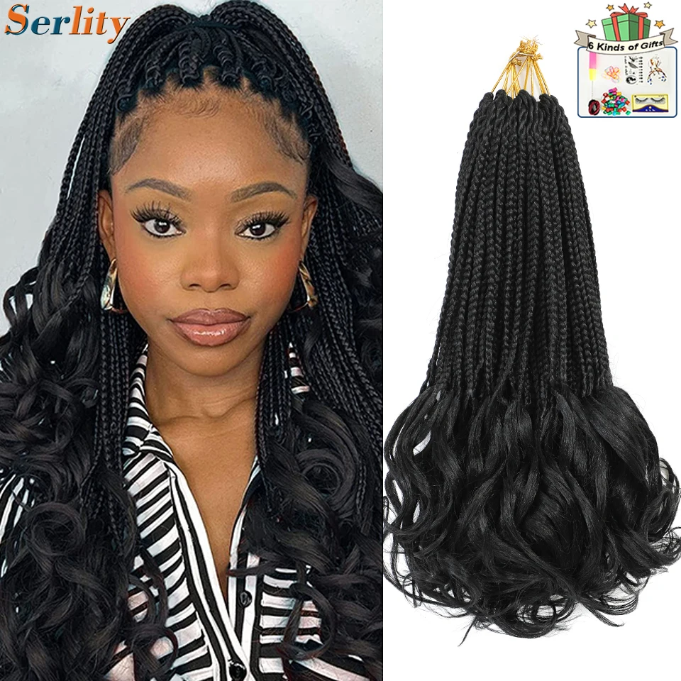 French Curl Crochet Braids 14 Inch Kid-Friendly Goddess Box Braids with Bouncy Curly Ends French Curls Braiding Hair for Women 4