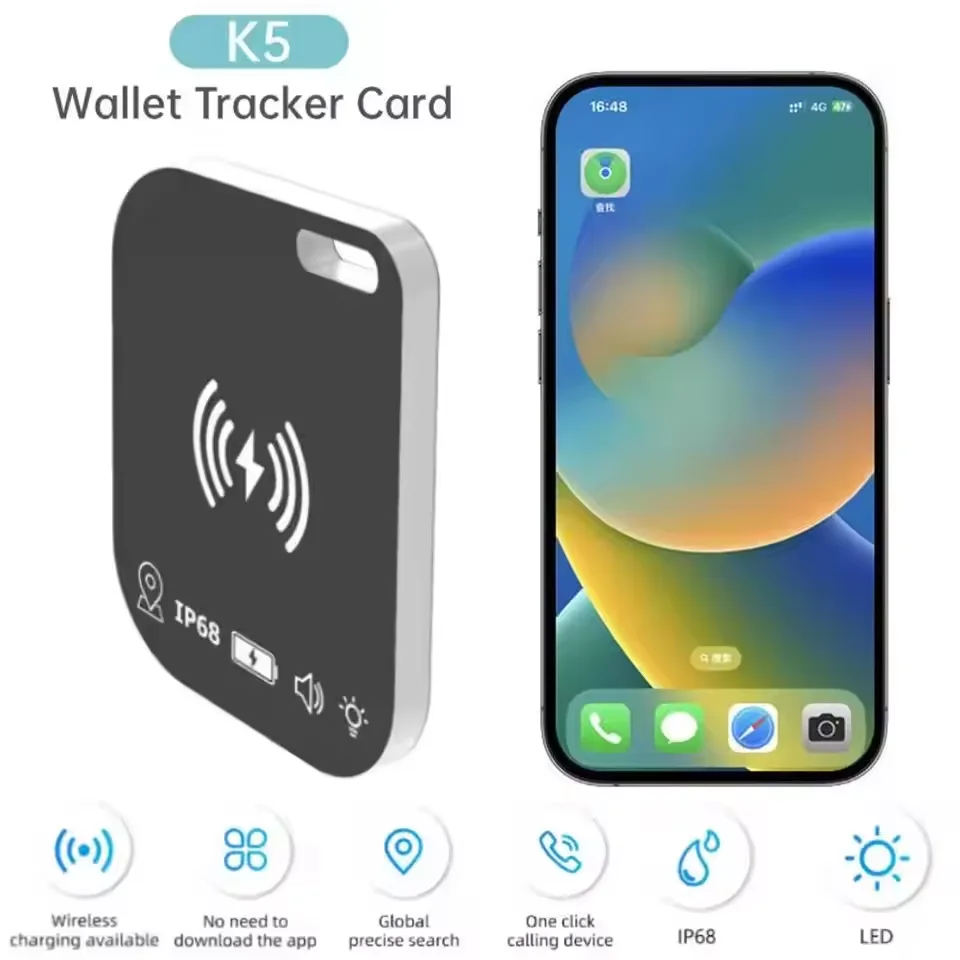 Wireless Charging Ultra Slim Tracking Card Waterproof Works for Apple Find My Smart Air Tag Wallet Tracker Keys Pet Bag Locator