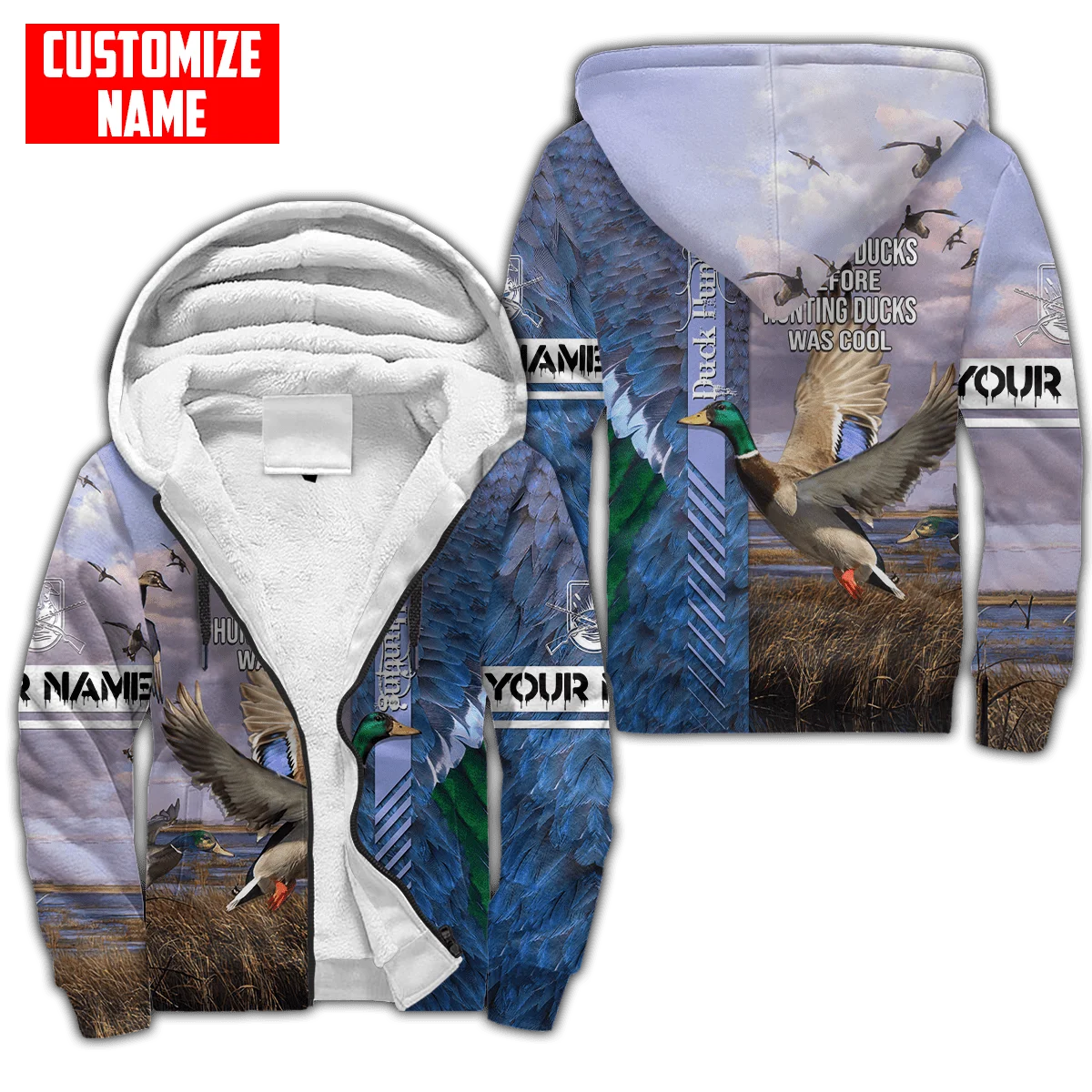 Personalized Name Deer Hunting 3D Printed Fashion Men's Fleece Zip Hoodie Unisex Casual Winter Thicker Warm zipped jacket JH18