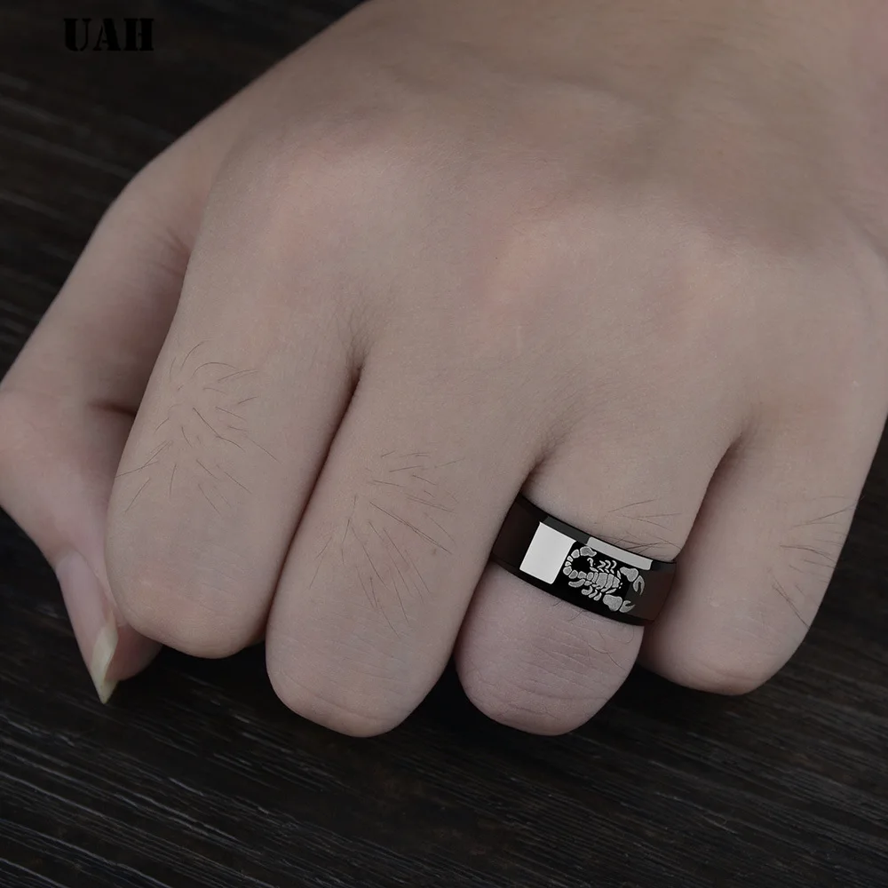 UAH Punk Scorpion Stainless Steel Male Retro Ring Scorpion Pattern Stainless Steel Titanium Rings for Men Jewelry 6