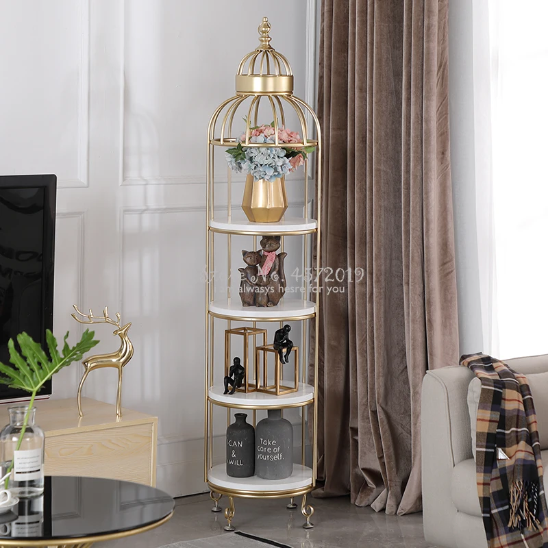 

Environmental Protection Baking Varnish Nordic Iron Birdcage Rack Exquisite Polishing Small Space Green Flower Basin Shel