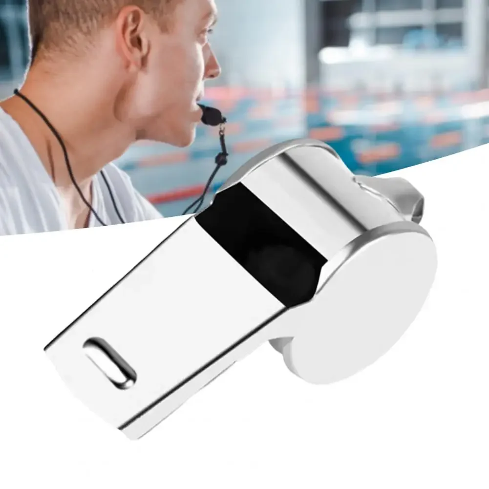 Metal Whistle with Lanyard Referee Sport Rugby Stainless Whistles Soccer Football Basketball Training Cheerleading Whistles 2Pcs sport whistle sports whistle soccer whistle metal whistle