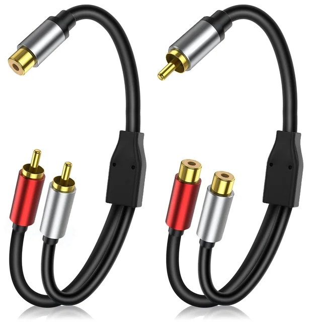 0.3m/1ft Short RCA Splitter Audio Cable RCA 1 to 2 Male to Female Jack Adapter Cord for TV CD DVD Subwoofer Amplifier Speaker