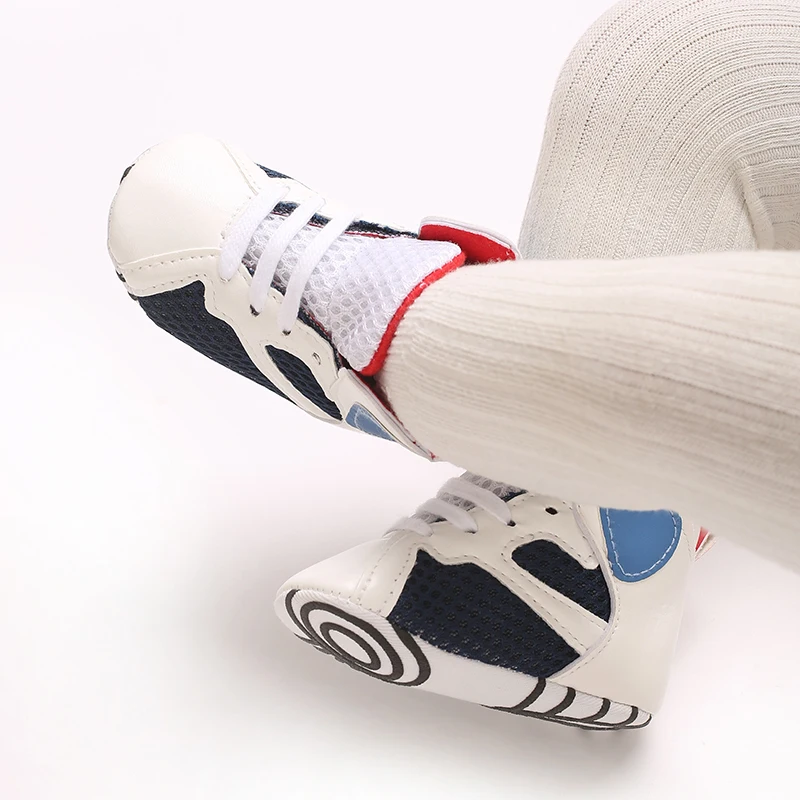 High Top Soft Soled Men's And Women's PU Mesh Breathable Casual Shoes Sports Shoes 0-18M Newborn's First Walking Shoes 6