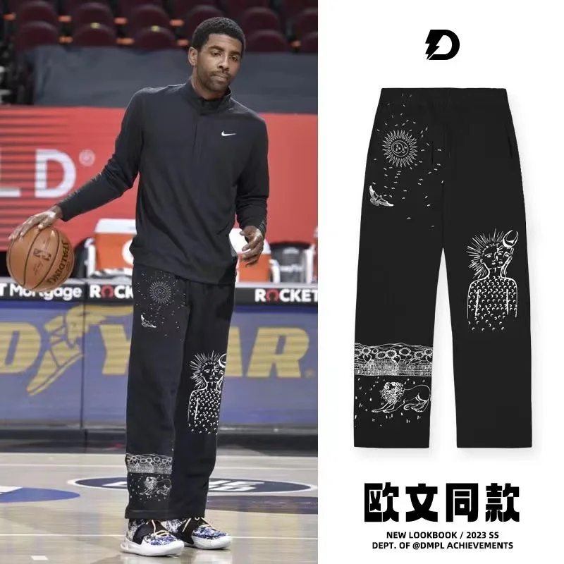 

vintage Ins Kyrie sweatpants men's vintage american basketball pants pink straight leg training pants couple sweatpants