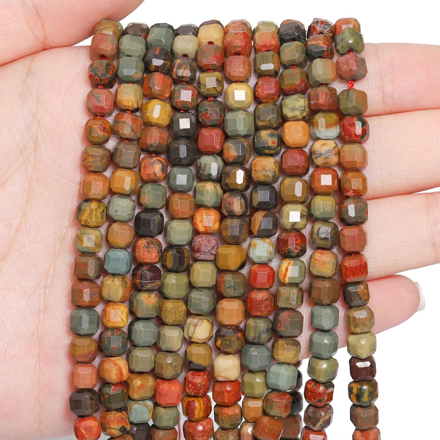 5x5mm AAA Facettierte Würfel Naturstein Picasso Jaspis Perlen Quadratische Spacer Perlen Für Schmuck Machen DIY Charms armband Zubehör