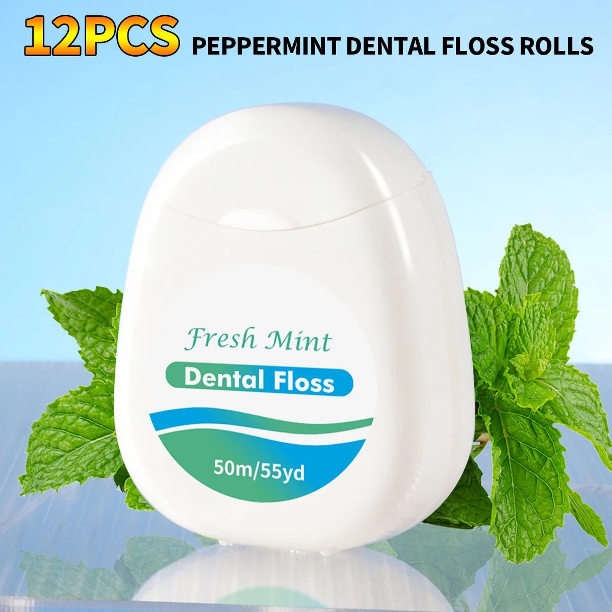 12 pieces, 6 pieces, 3 pieces-Mint dental floss roll-50 meters 1 piece-Suitable for personal interdental cleaning tool dental floss,dental cleaning tools