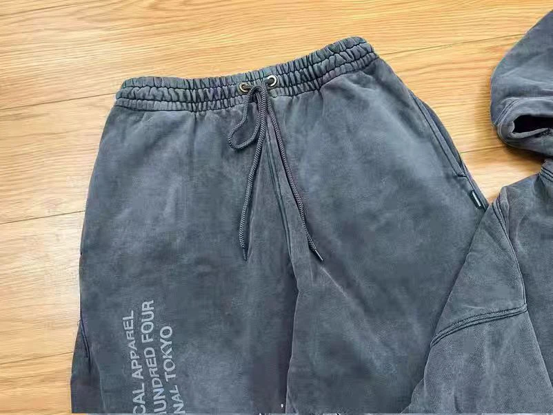 NEIGHBORHOOD NBHD Hole Damage Track Pants Hoodie Men's Set Women High Quality Heavy Fabric Retro Wash Splashing Ink Sports Suit