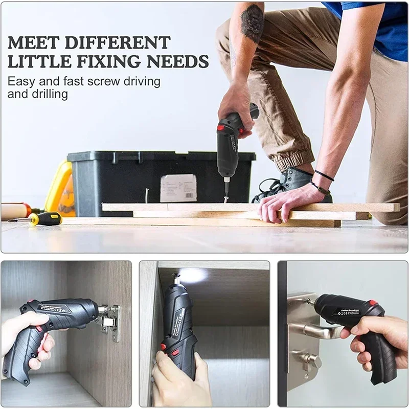 3.6V Powerful Impact Drill Screwdriver LED Lighting Electric Power Screwdriver Set Portable Mini Electric Screwdriver Power Tool