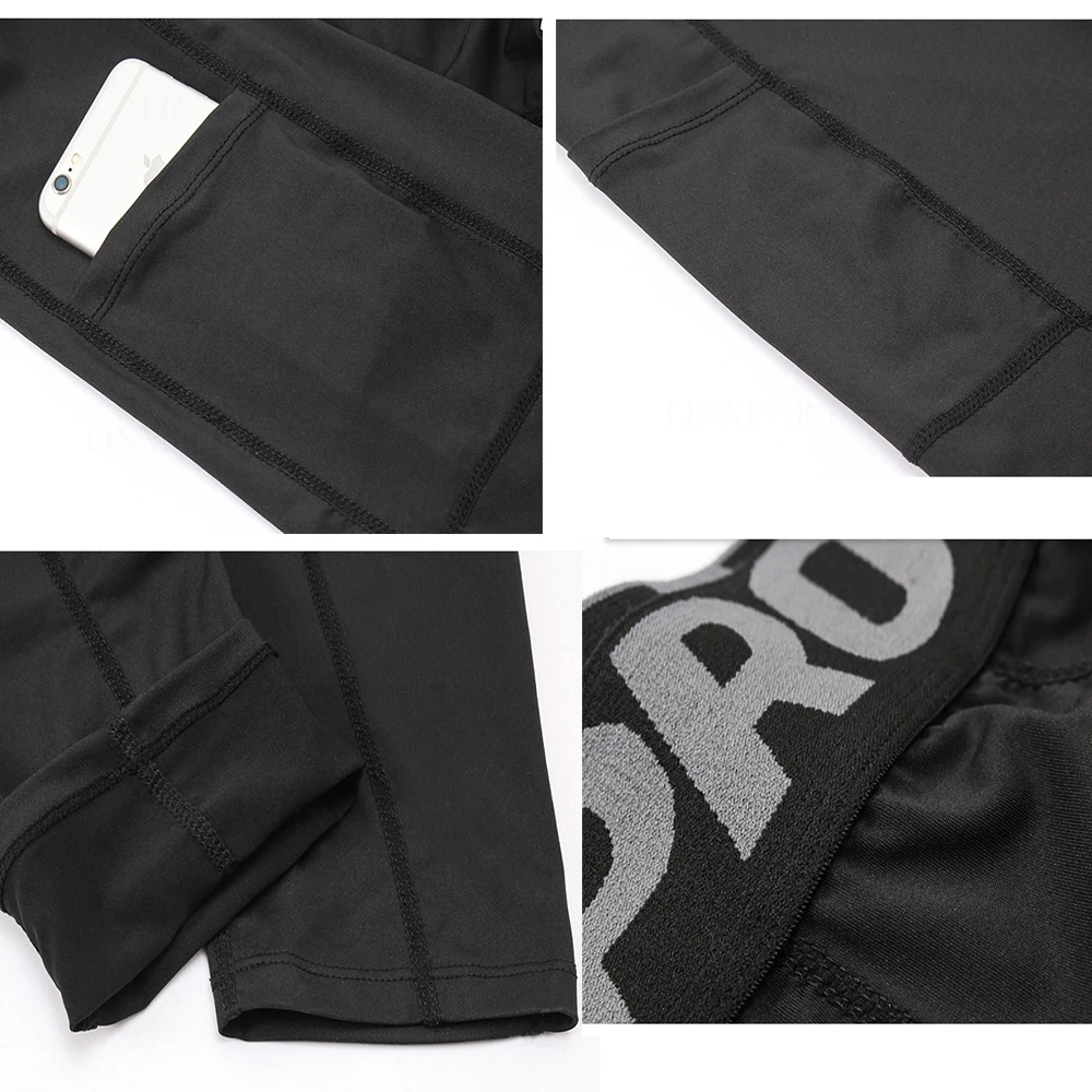 Men Running Trousers Pocket Dumbbells Tights Push Up Sweatpants Basketball Leggings Marathon Jogging Pants