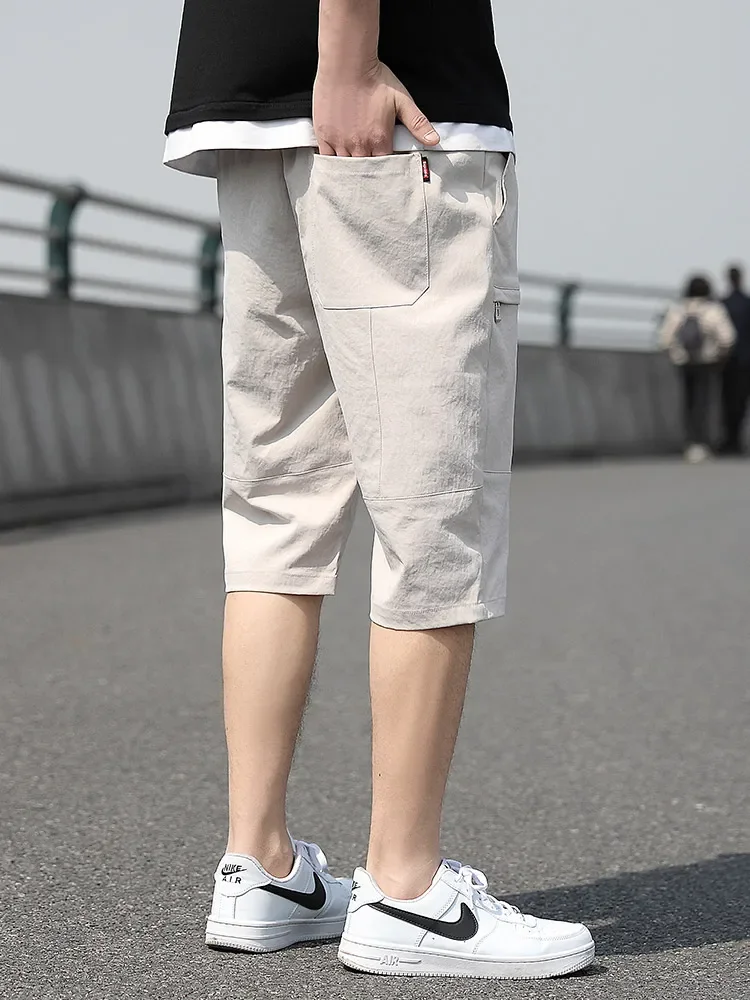 Description Picture 6 of itemPlus Size Summer Capris Pants Men Breathable Cool Calf-Length Short Sweatpants 3/4 Straight Loose Casual Cropped Trousers 8XL