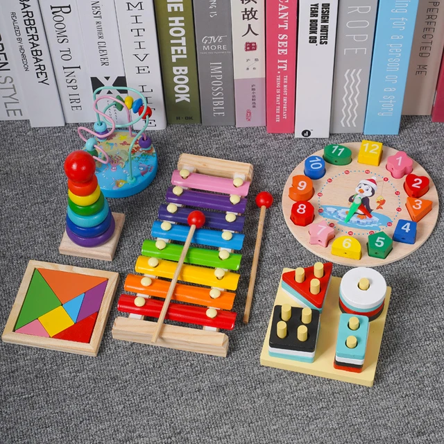 Juegos Montessori para bebés, rompecabezas de madera 3D para niños, juguetes  educativos de madera para niños
