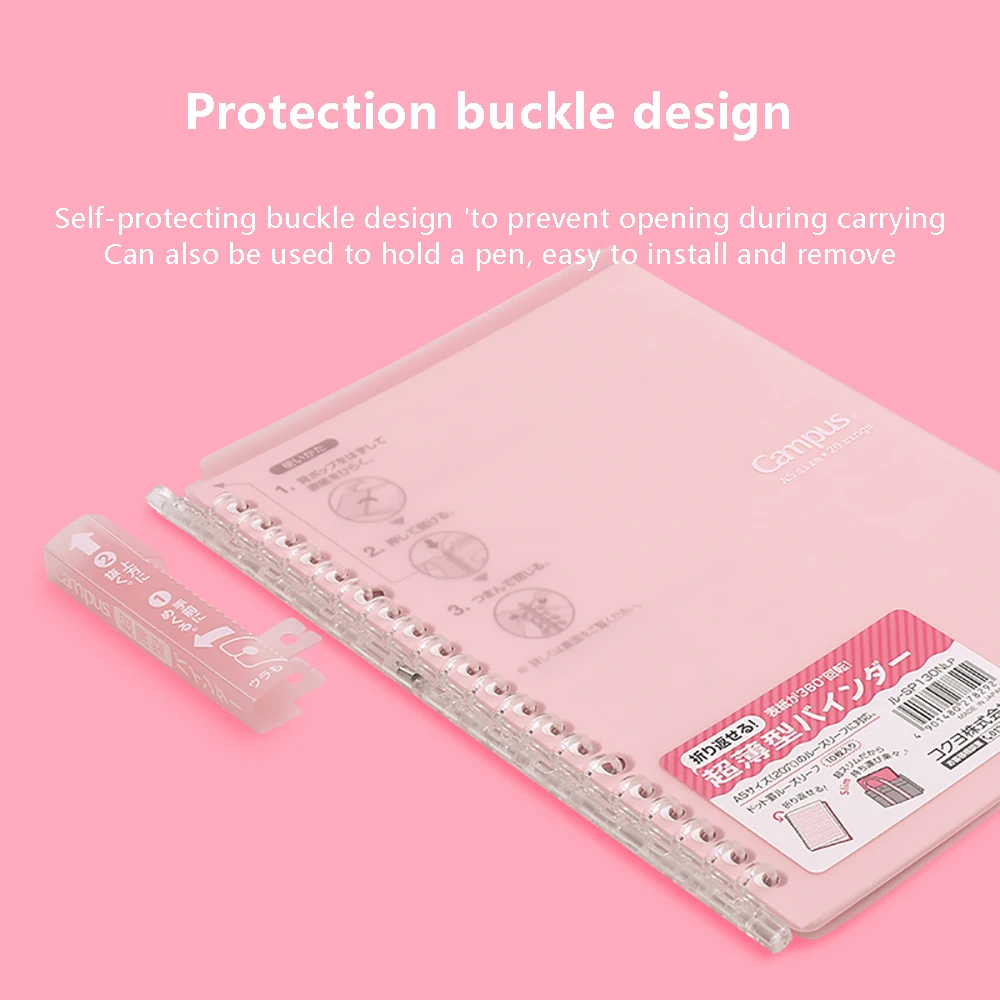 Kokuyo Campus Smart Ring Binder - A5 - 20 Rings - Light Pink