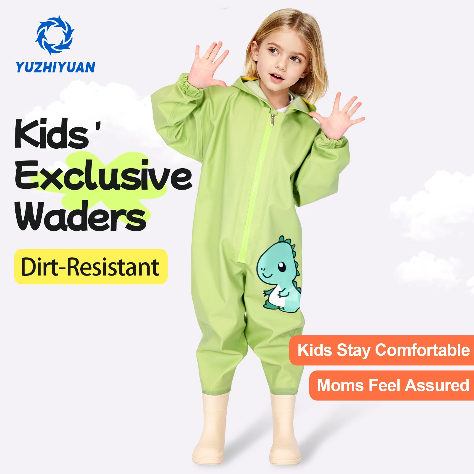 Pantalon pataugeur enfant vert - PVC épais motifs mignons pour plage et activités extérieures