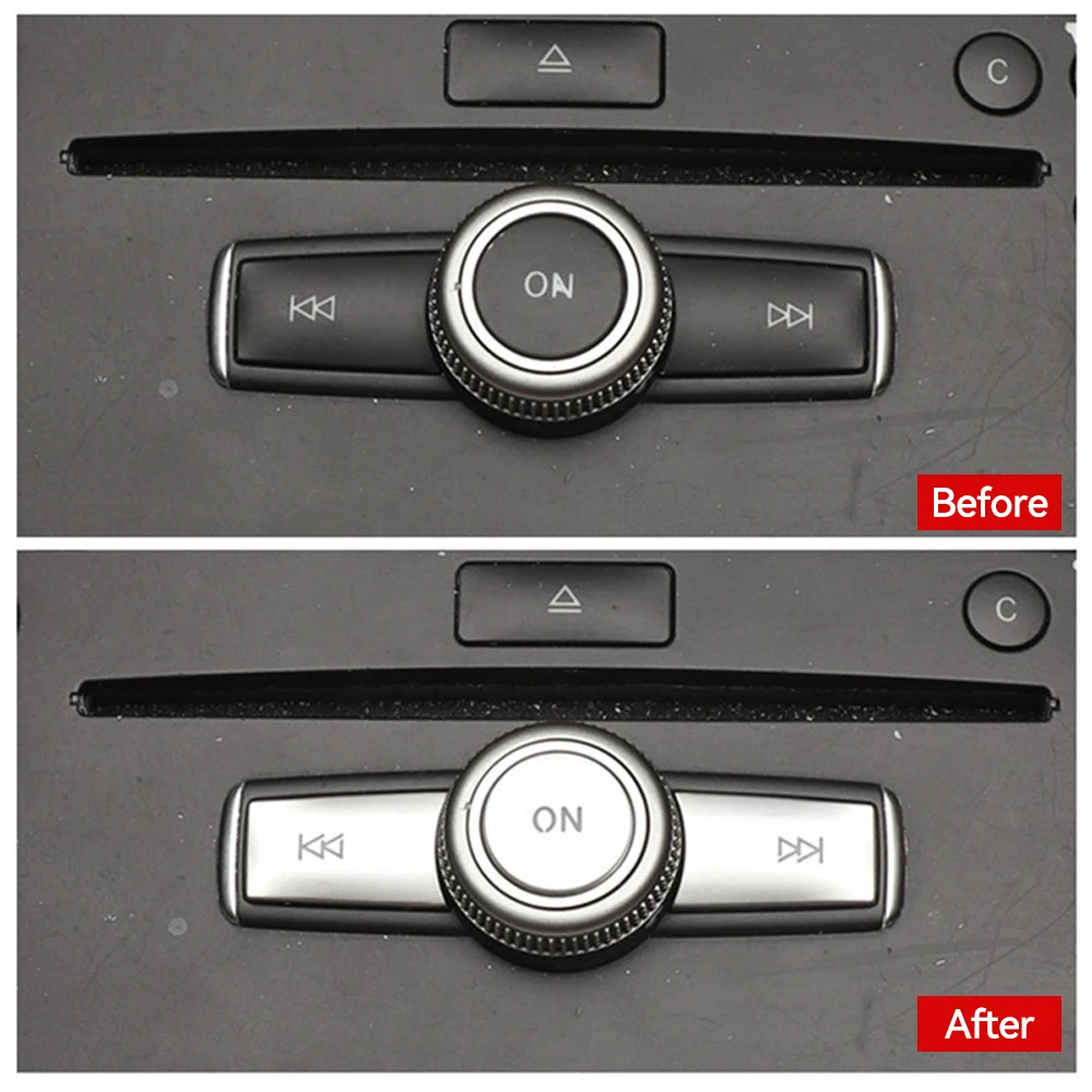 자동차 멀티미디어 볼륨 라디오 ON 버튼 커버 트림 스티커 데칼 For Mercedes Benz A B C E GLA CIA ML GL SLK W176 W246 W204 W212