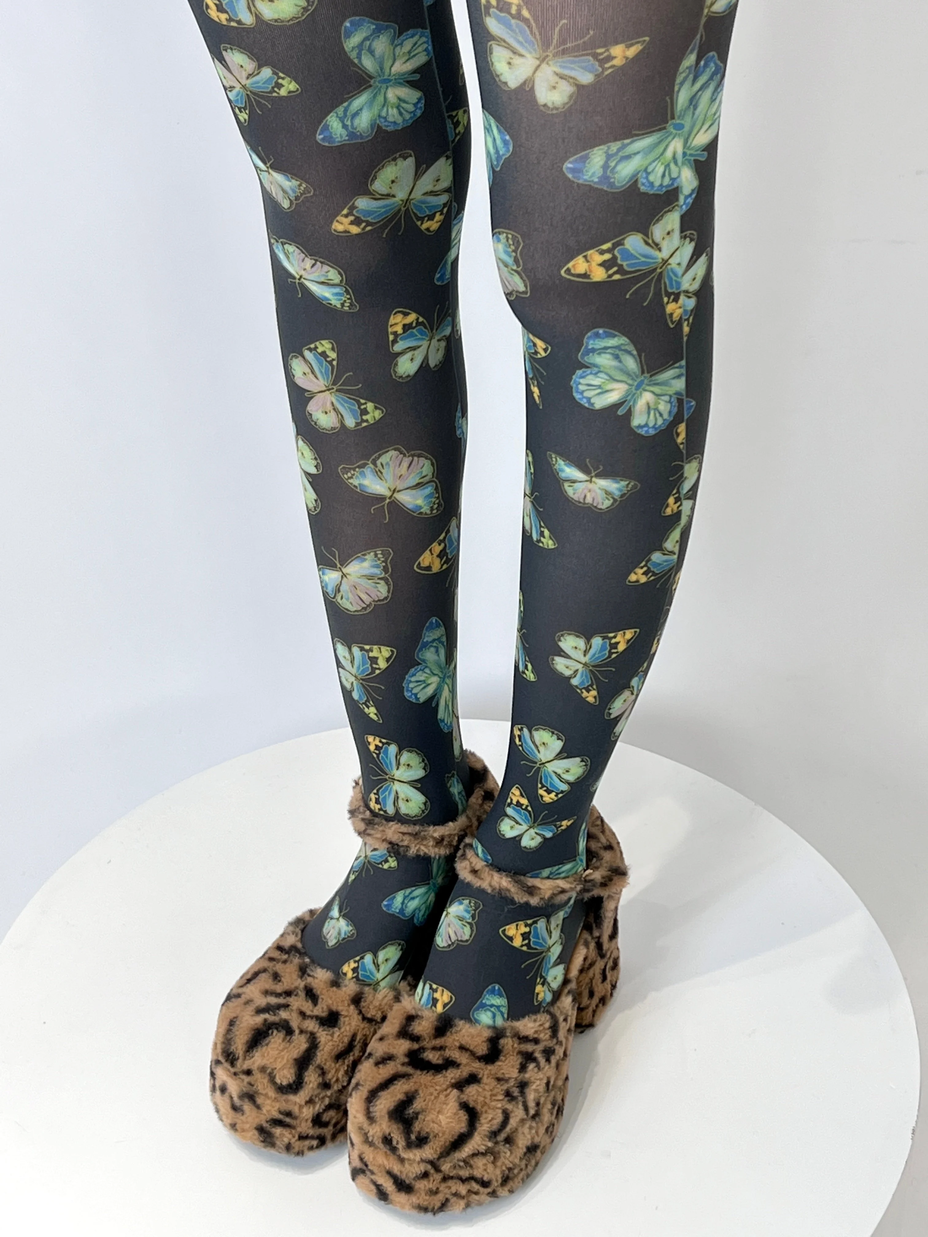 Butterfly Print Asian Culture Pantyhose Anti-Snagging Millennium Style Colorful Hot Girl Stockings