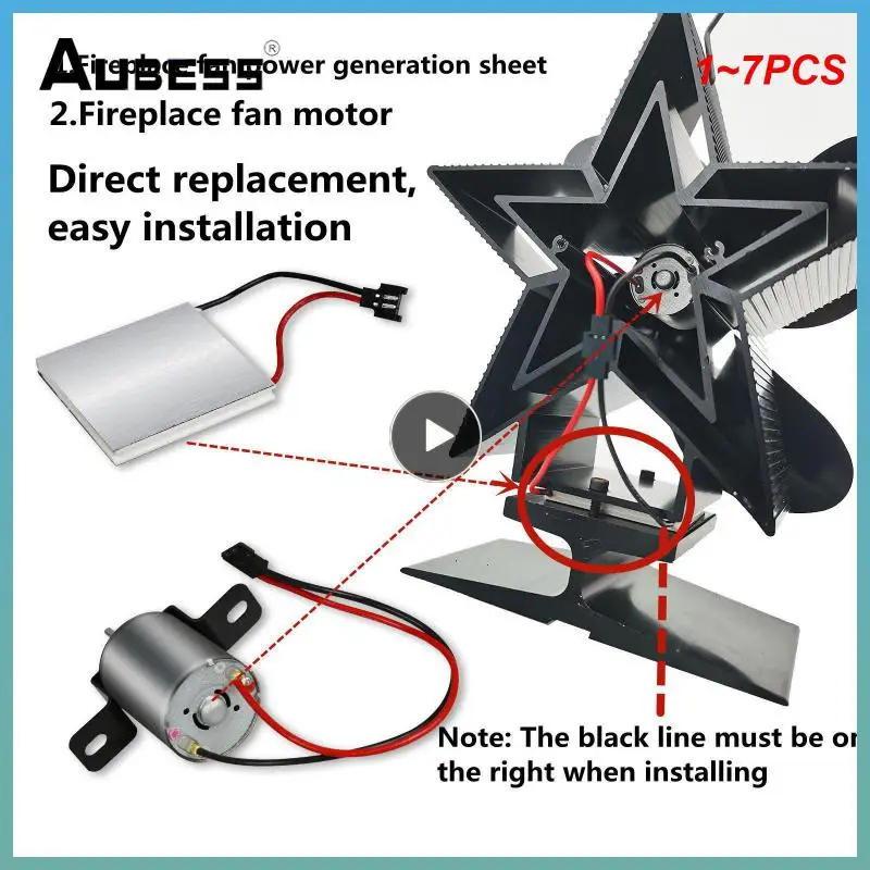 

1~7PCS Fireplace Fan Motor Repair Parts Wood Stove Fan Motor Generator with Power Plate Electric Fireplace Universal Accessories