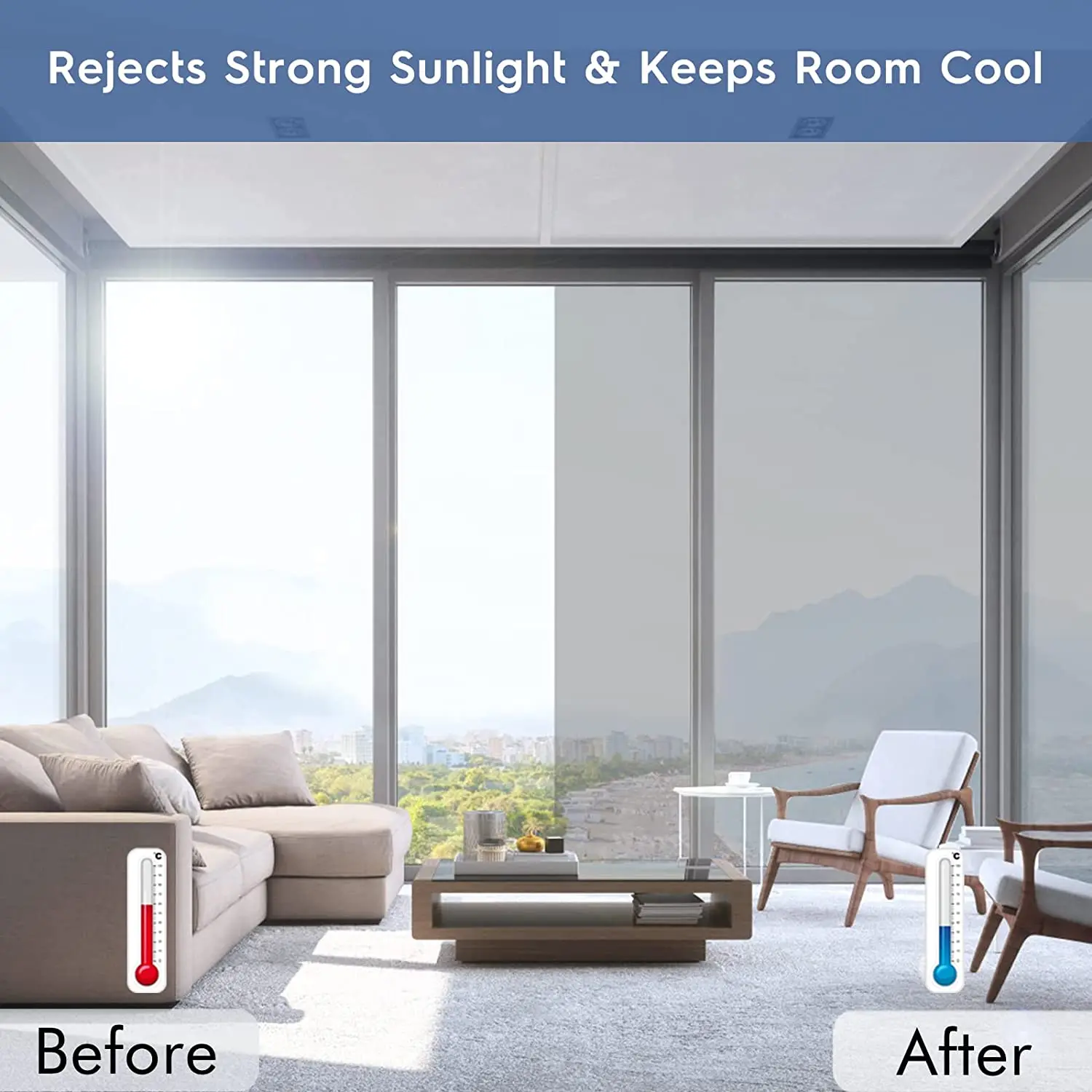 Window Privacy Film Window Film Window Tint Sticker One Way Window Film Daytime Privacy Heat Control Sun Blocking Anti UV Reflective Mirror Tint Film Glass Window & Door Covering