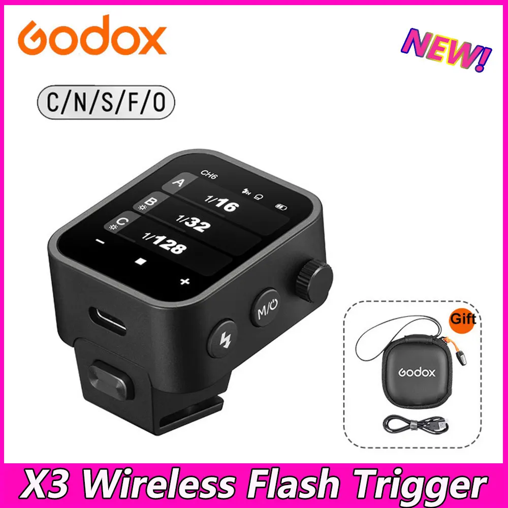 Фото Беспроводной триггер для вспышки Godox X3 TTL, портативная легкая вспышка с сенсорным OLED-экраном, управление у вас под рукой №1