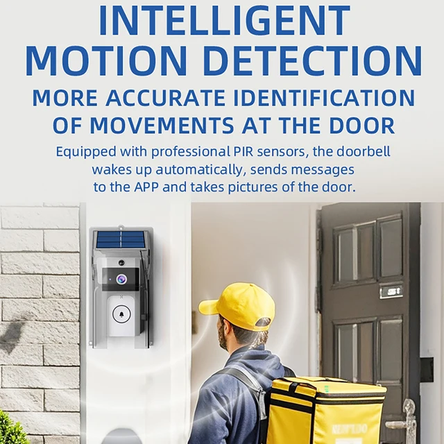 Waterproof Outdoor Wireless Doorbell with Solar Cover Camera WiFi Digital Door Peepholes Smart Home Intercom Video Eye Ring Bell 3