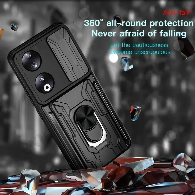 Case Honor Magic 5 Pro 6 Lite X50 5G X9b X8b X7b 90 50 Lite Slide Stand Ring Camera Military Grade Card Slot Cover Phone Waterproof Case iPhone Case Phone Case Magnetic Wireless Charging Case Magnetic Case Magsafe Case Phone Protector Cover Leather Phone Case