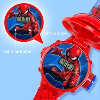 Montre de Projection Spiderman de dessin animé pour enfants, jouets Iron man capitaine, cadeau pour étudiants, horloge numérique 5