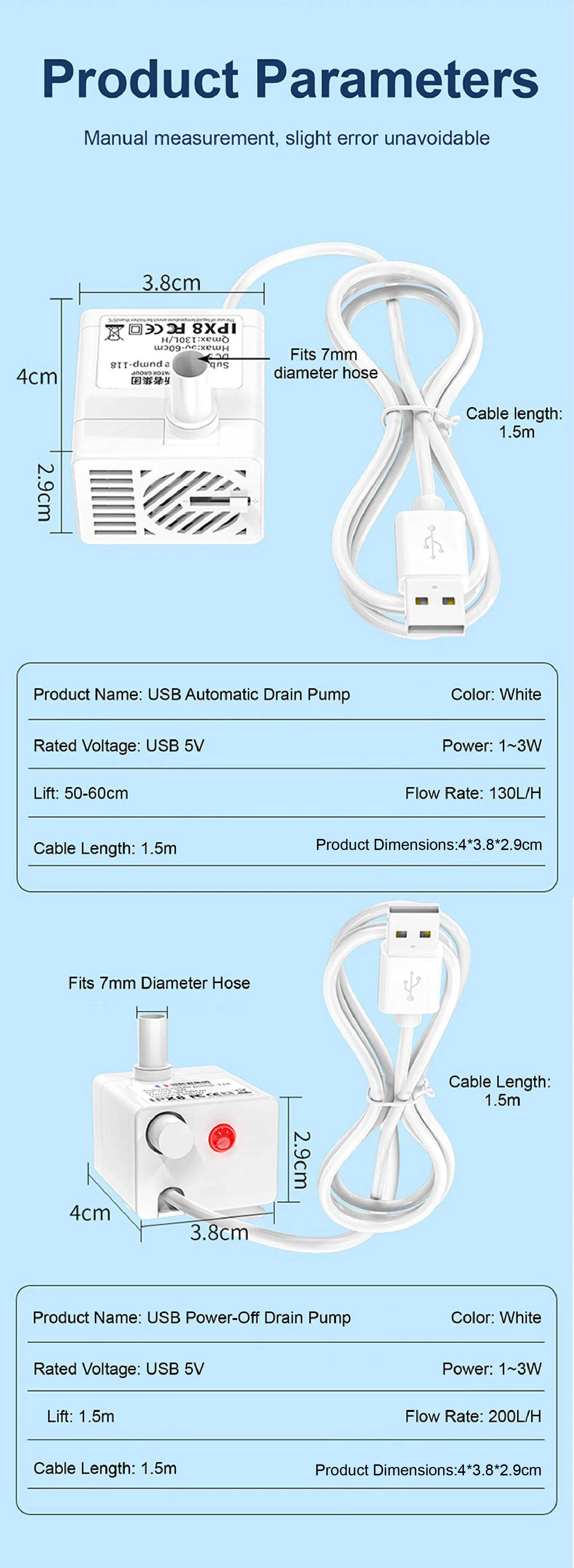 Mini USB Brushless Submersible Water Pump 5V DC 3W Ultra Quiet Adjustable Flow P