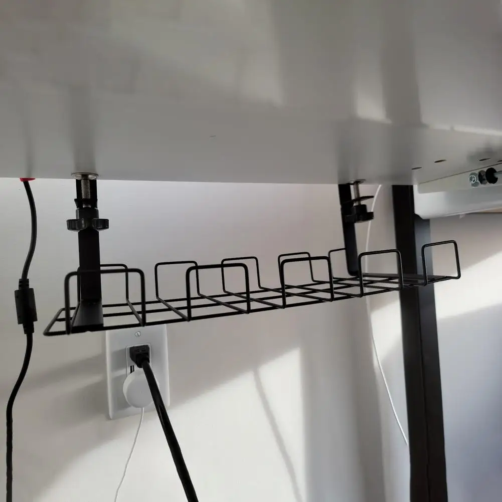 

Cable Management Tray Rustproof No Drilling Metal Large Capacity Under Desk Cord Organizer Storage Holders & Racks