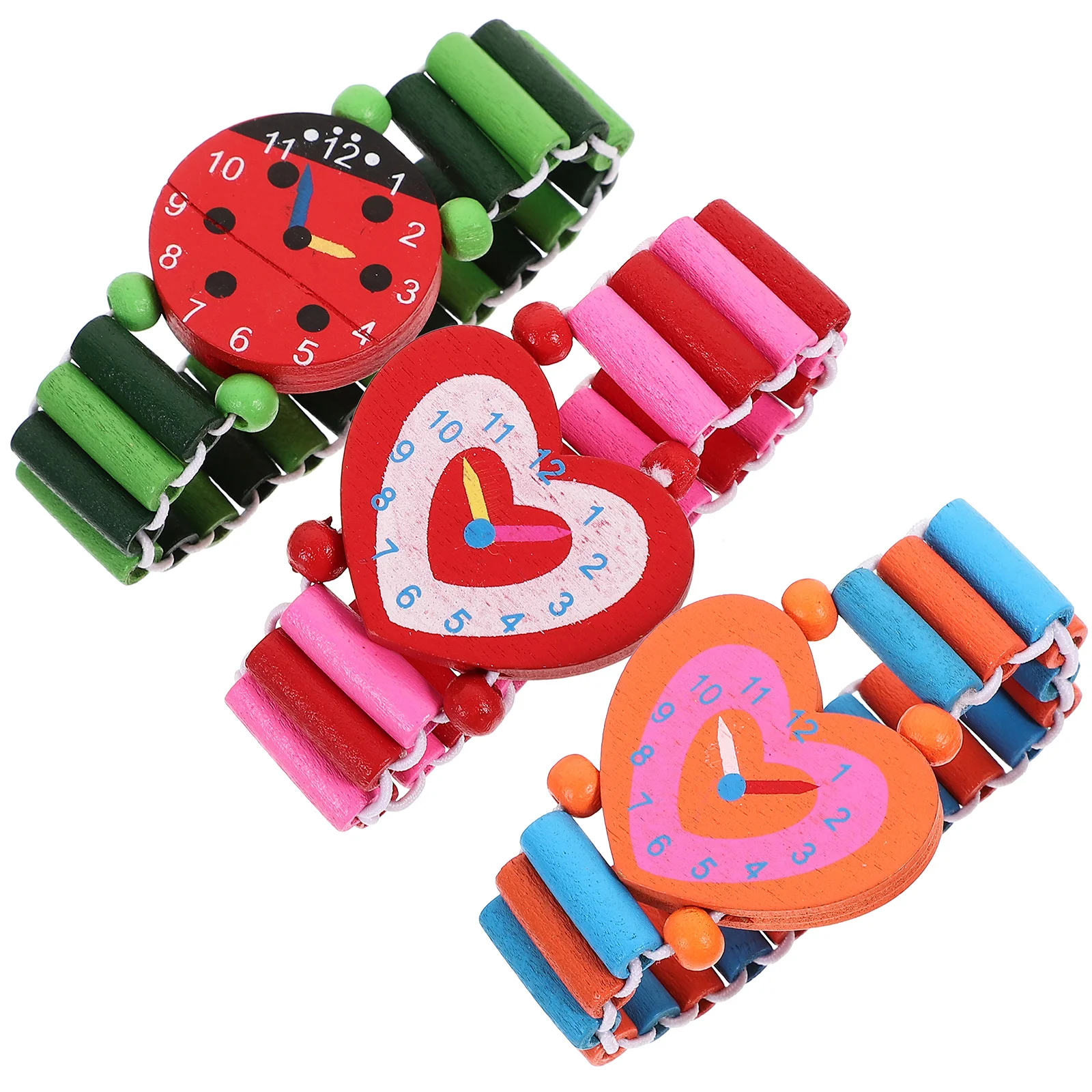 

Wooden Watch Clock Learning for Kids Teaching Time Montessori Toys 3pcs Early Educational for Toddlers Children Christmas