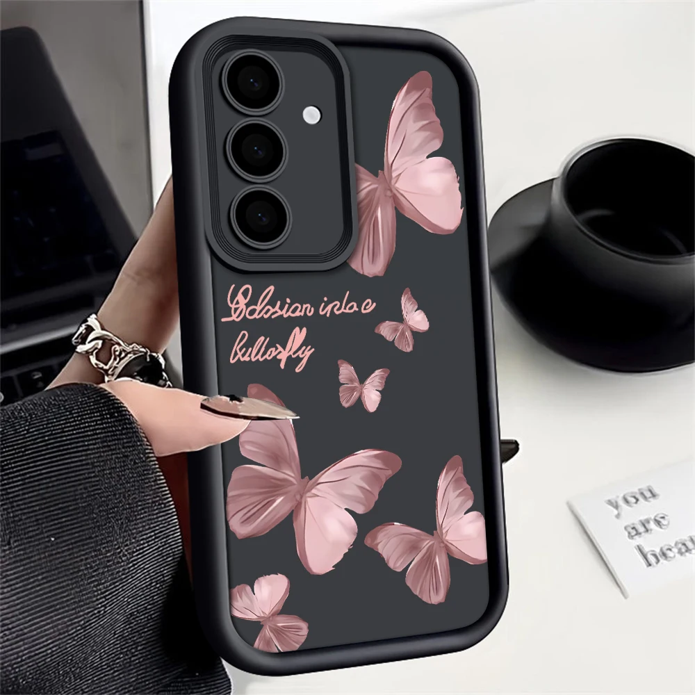 Gold Schmetterling TPU Handyhülle für Samsung Galaxy S25 S22 S21 S23 FE S20 S24 Ultra FE A35 A15 A25 A55 Note 20 Plus 5G Soft Cover
