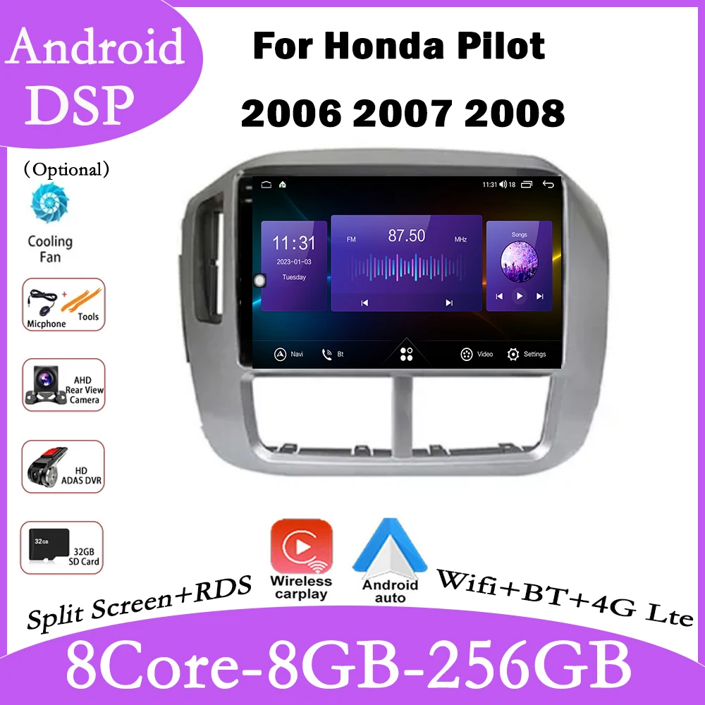 

9 lnch For Honda Pilot 2006 2007 2008 Car Radio Video Multimedia QLED Navigation GPS IPS 4G Wifi Stereo Screen Auto