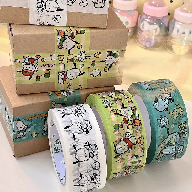 

Kawaii Pochacco Cartoon Long Express Packing and Sealing Color Printing Tape Anime Sanrio Girl Heart Cute 4.5Cm Wide Large Tape