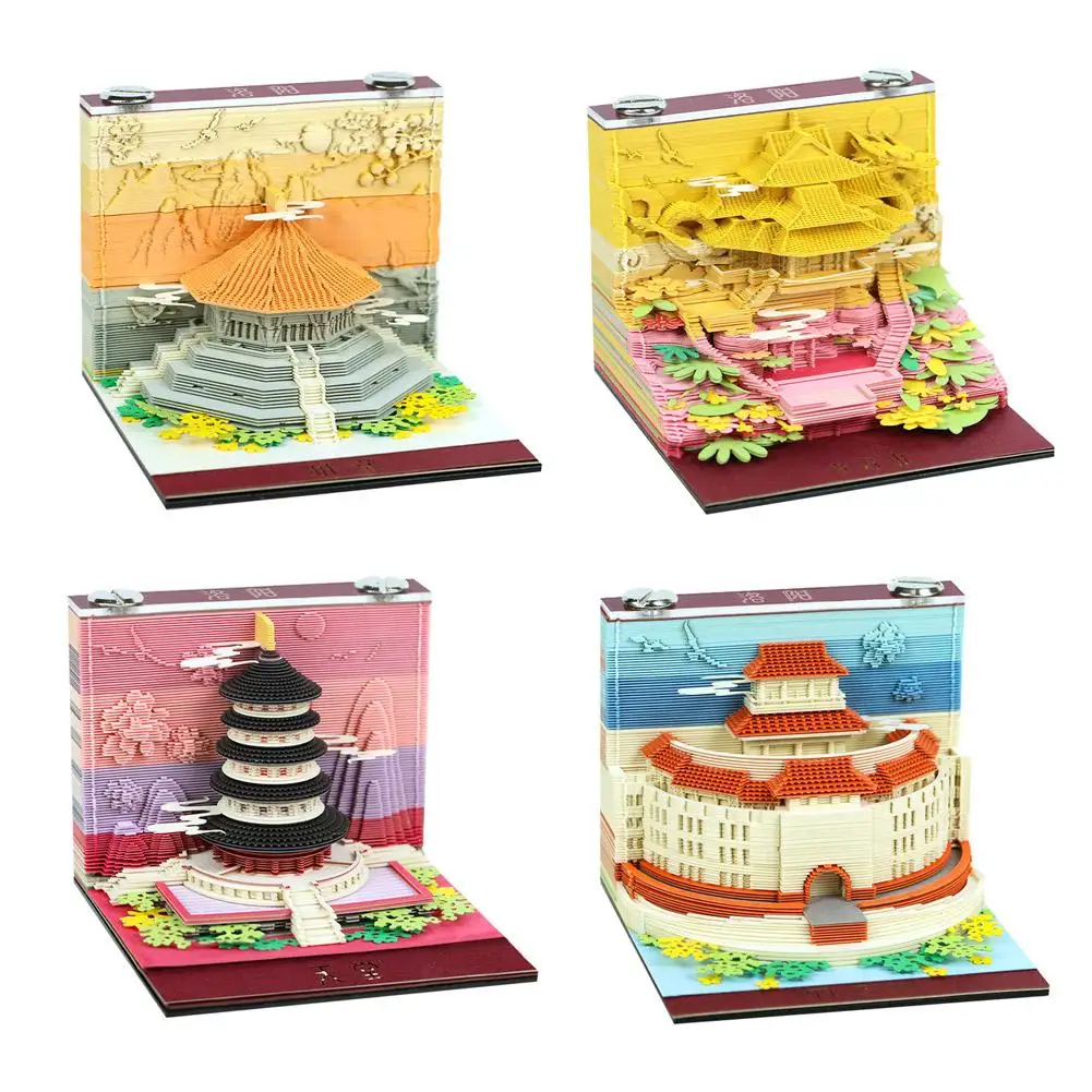 Kulturelles Kreatives 3D-Papier-Schnitz-Notizblock Tischdekoration Spezialpapier Reiseandenken Antike Architektur Kulturelles Geschenk – Detail 7
