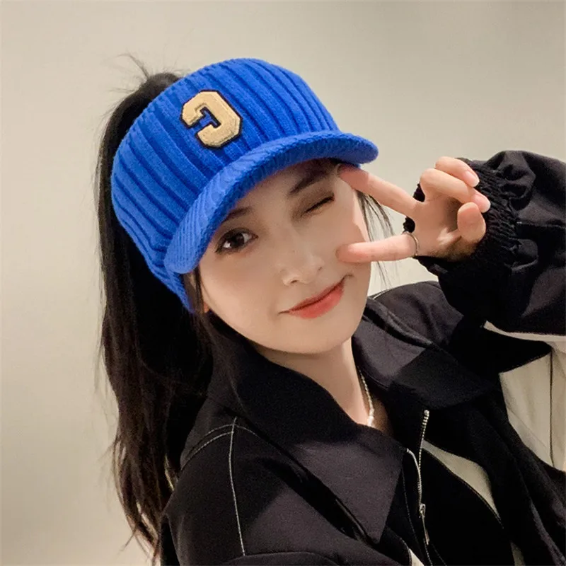 Căciulă de schi casual pentru femei, cu litere C solide, sport, unisex, iarnă caldă, vizor, pălării de agrement, șapcă gorros_voghion.com