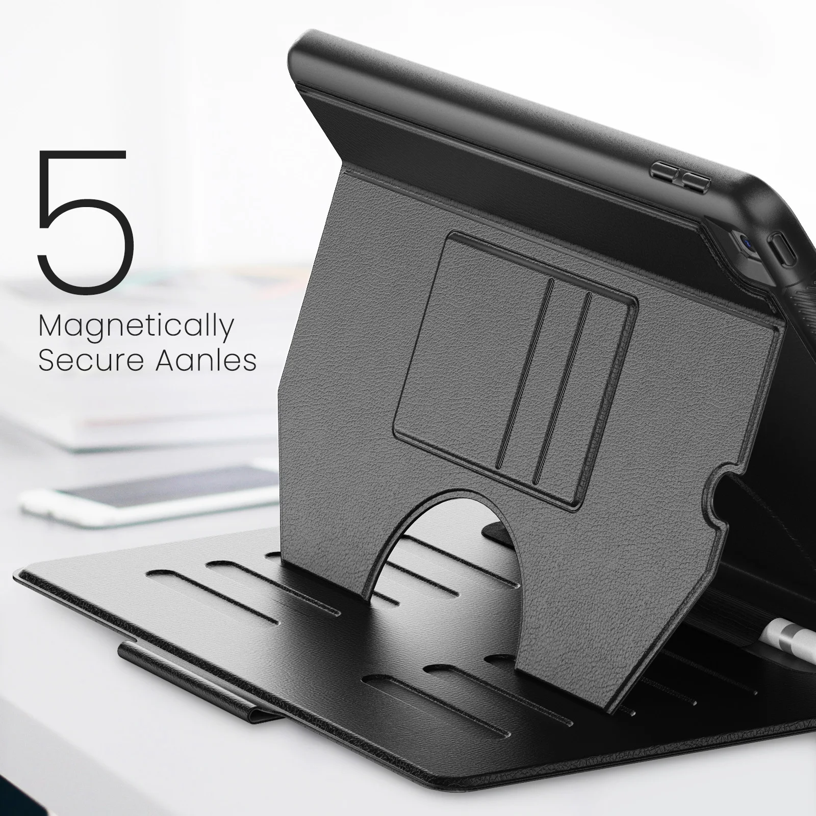 Premium Leather Folio Case with Card and Pen Slots - Multi-Angle Stand & Full Protection