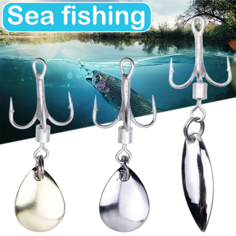 Pack of 5 Fishing Treble Hooks with Spinner Blade Tail Spinner for