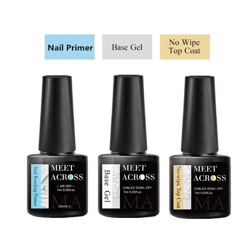 Acrylic No-acid Primer Nail Art Set With Base Gel And Top Coat Soak Off Gel Nail Polish For Nail Art Design Manicure Tool Kit