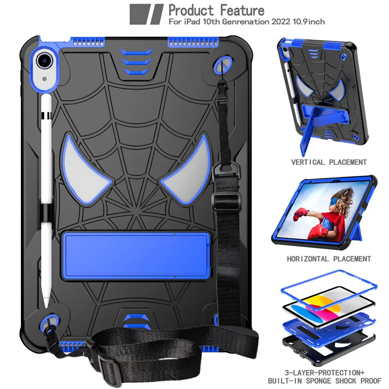 Capa de Suporte para Tablet Infantil à Prova de Choque Ipad 10 10th 10.2 7th 8th 9th Generation Pro 11 2023 Air 10.9 2023