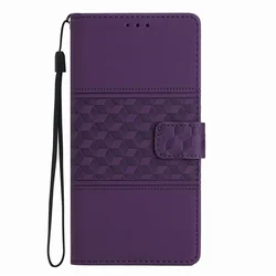 Versatile Grid Pattern Wallet Phone Case Cover - Galaxy A21S (Purple OA)