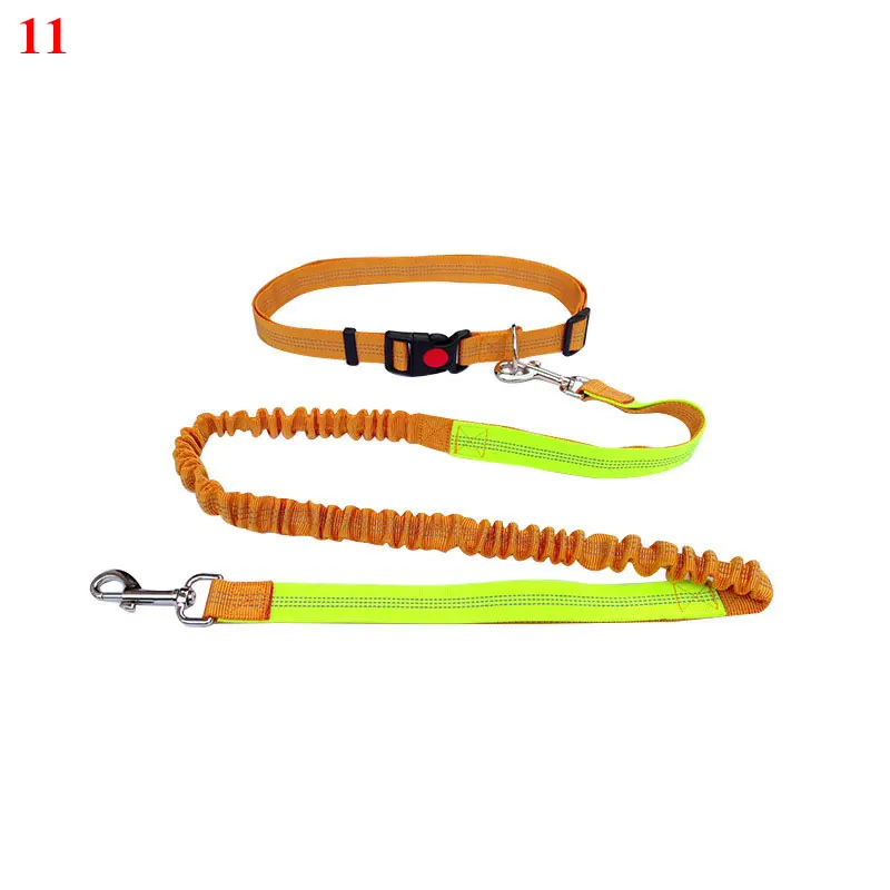2021 Adjustable Reflective Leash Traction Rope Pet Dog Running Belt Elastic Hands Freely Jogging Pull Dog Collar D-ring Leashes 