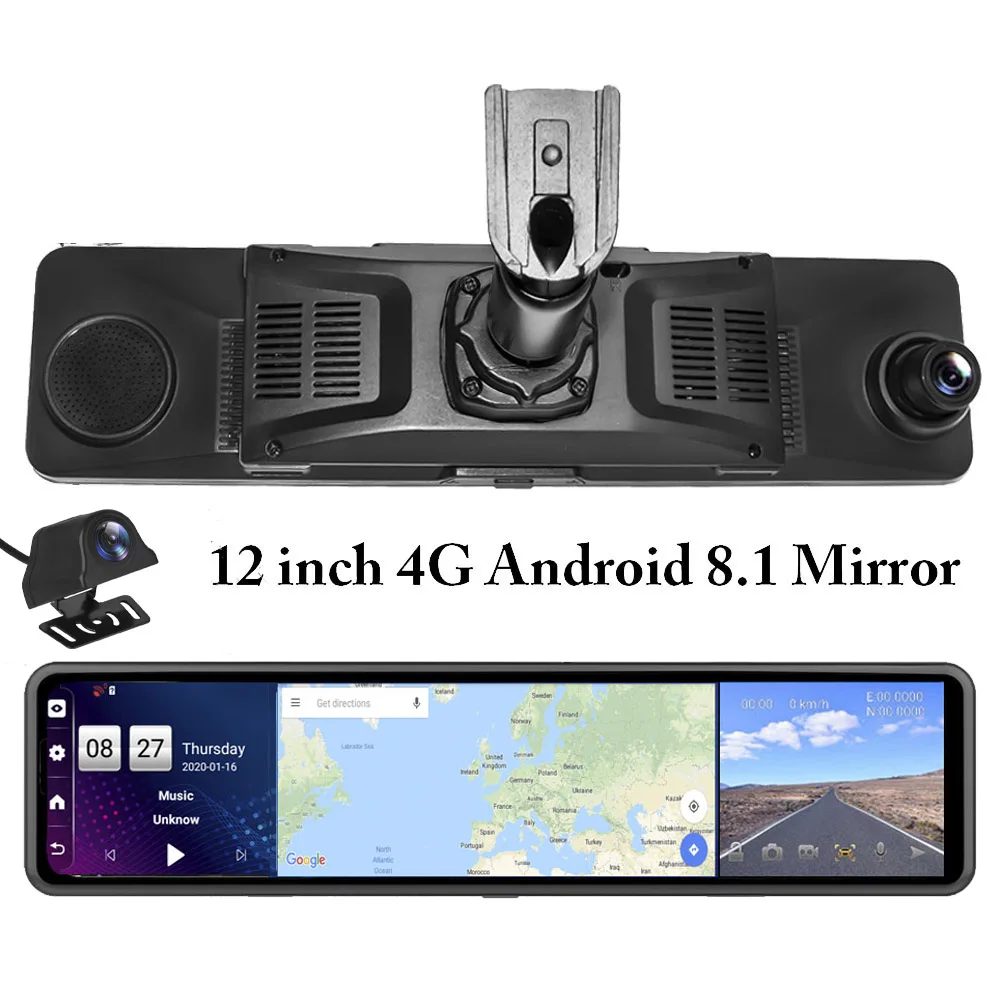 

HGDO 12" 4G Android Dash Cam RearView Mirror FHD 1080P ADAS GPS Navigation Camera Video Recorder Auto Registrar Car DVR Mount