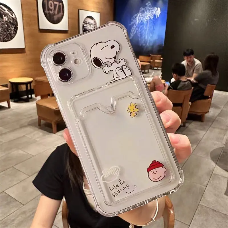 thumbnail image 1 of Funda con tarjetero para iPhone 16 Pro Max 11 12 13 14 15 Pro Max 12 13 Mini 16 Plus XR con diseño de astronauta Snoopy Charlie Brown, 1 of 5