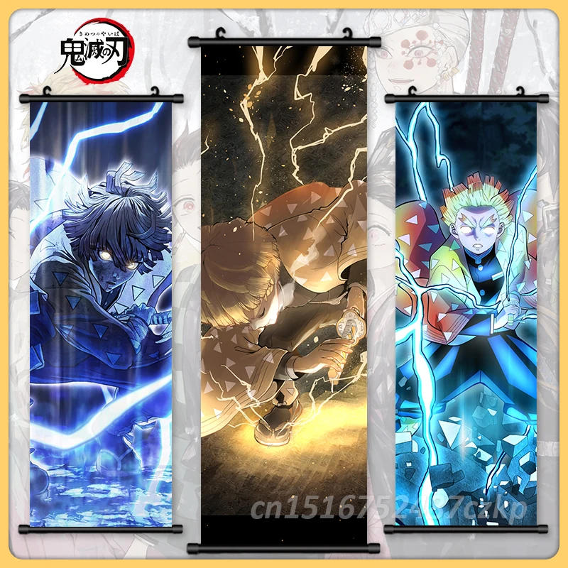 Demon Slayer Picture Canvas Print Agatsuma Zenitsu Poster Hanging Anime Scroll Wall Art