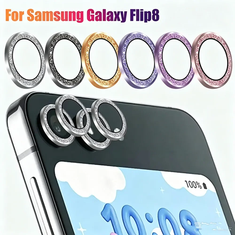 Premium Glitter Diamond Metal Lens Ring Protector - Back Camera Lens Tempered Glass