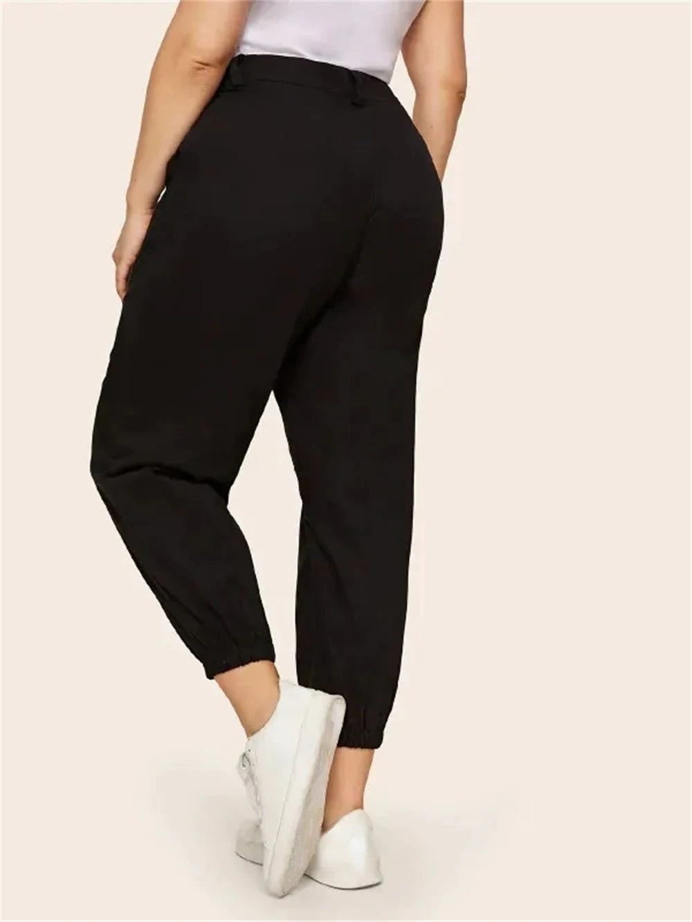 

2022 Fashion Casual Pure Black Loose Trousers Ladies Pants Women's Clothing