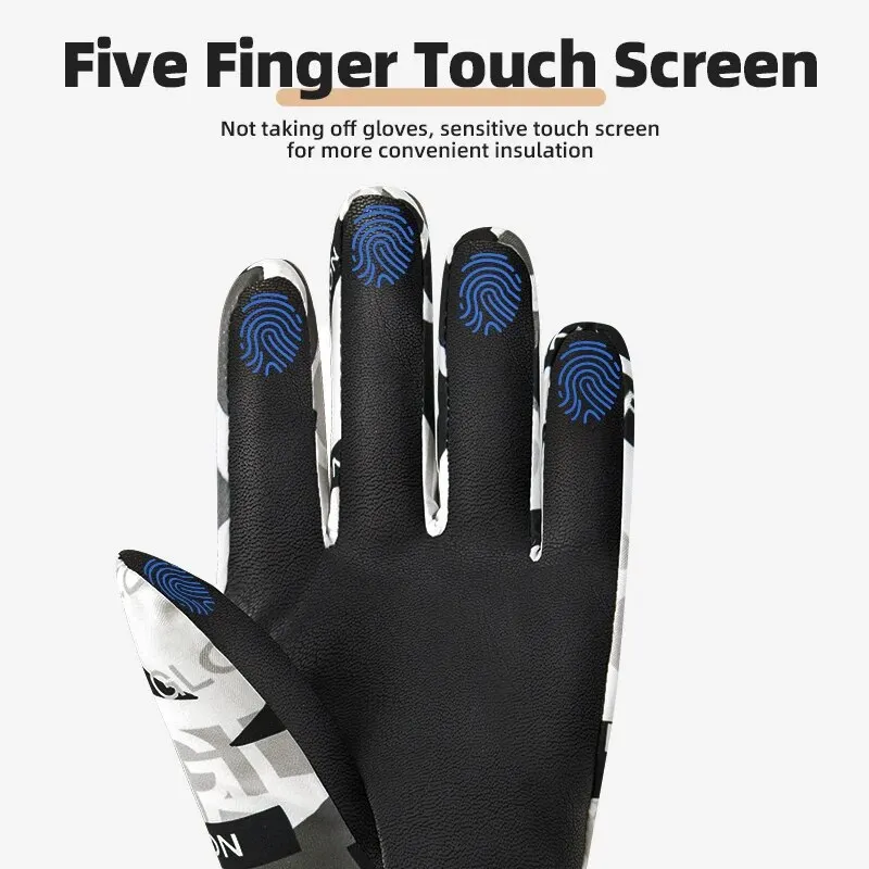 Touch Screen Ski Gloves 3M Winter Warm Plus Velvet Thickened Waterproof and Windproof Outdoor Mountaineering and Riding Motorcyc 3