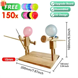 Handcrafted Bamboo Puppet Battle Game - Fast - Paced Two - Player Wooden Bot Challenge - 3Inch (15mm With 150balloon)
