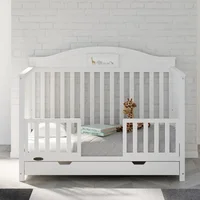 5-in-1 Convertible Baby Crib with Drawer and Reversible Headboard, Pebble Gray 2