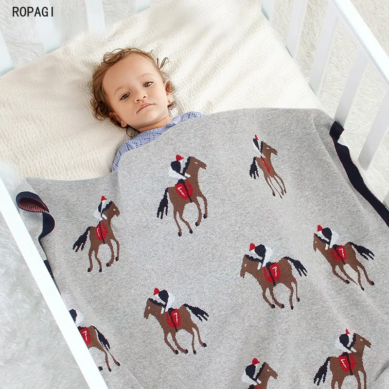 

Baby Knitted Blankets Newborn Cute Cartoon Soft Warm Swaddle Kids Bath Towels 100*80cm Toddler Infantil Stroller Bedding Blanket