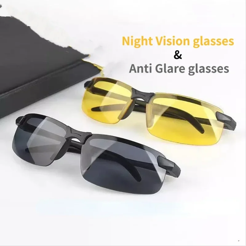 Yellow High-end Night Vision Driving Glasses Polarized UV Sunglasses PC Ultralight Driver Mirror Outdoor Driving Goggles Men